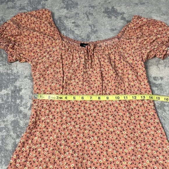 New Look Ditsy Floral Mini Dress Peach ASO Sweet Magnolias Sz 8 - Picture 12 of 15